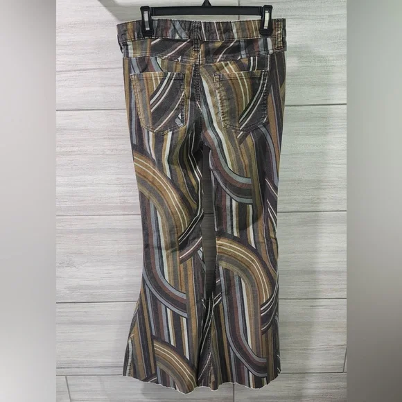 Free People Multicolor Striped Corduroy low rise flare pants 27 - Picture 3 of 6